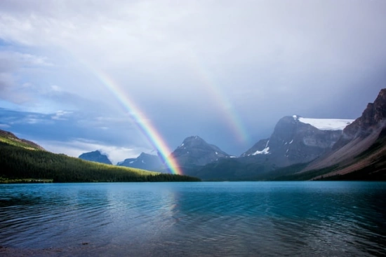rainbow in mountains